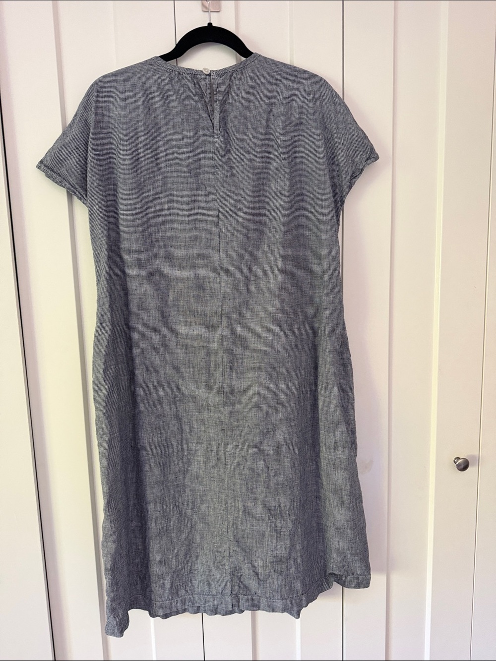 Muji Gray Short-Sleeve Linen Midi Dress with pockets - Picture 6 of 7